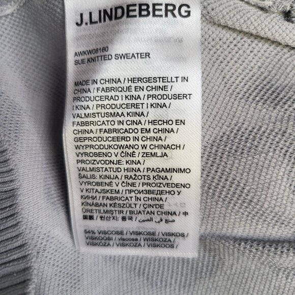 J.Lindeberg High Neck Leopard Print Crop Sue Knitted Sweater Gray White Womens S - Picture 11 of 12